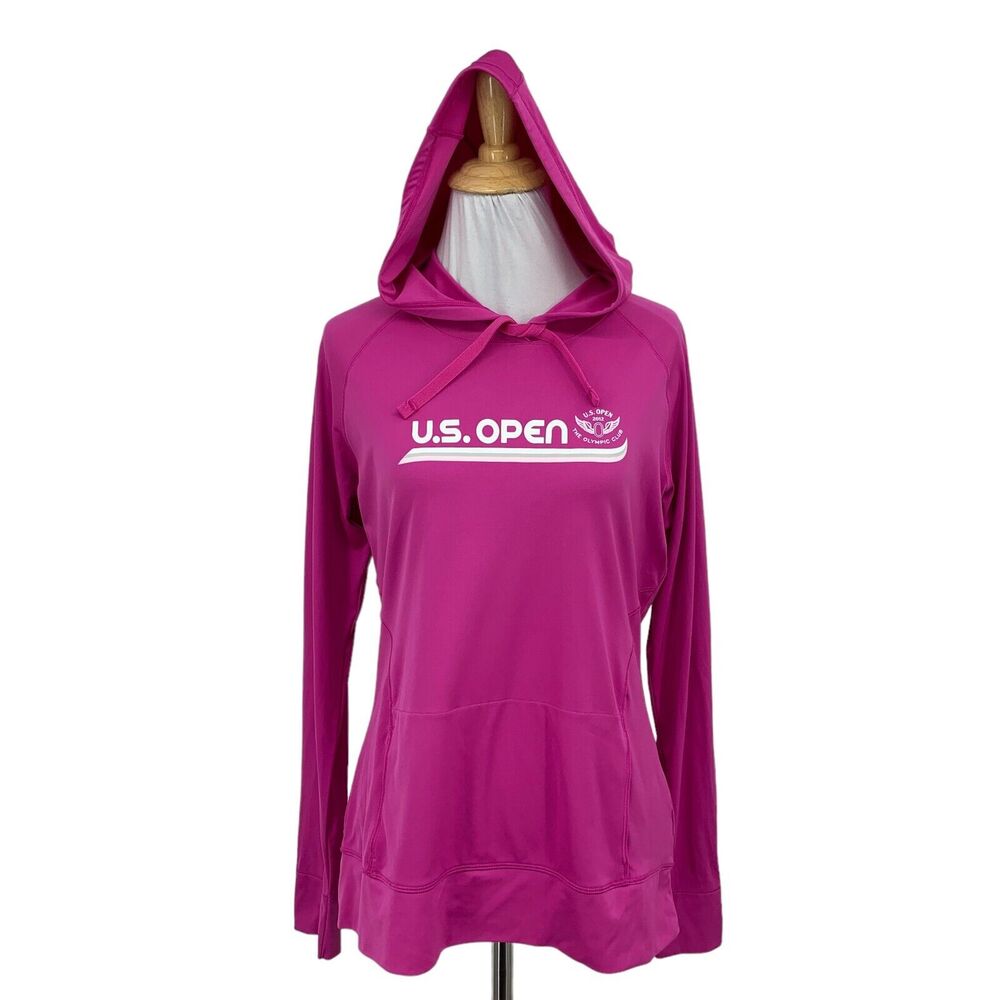 Under Armour Hoodie Womens M Medium Hot Pink HeatGear Semi Fitted US Open 2012